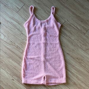 Roma Soft Pink Fuzzy Tank Romper